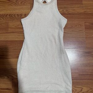 SHEIN Cream Textured Mini Dress
